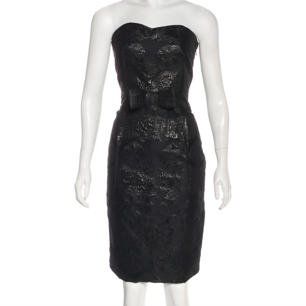 Thakoon Jacquared Strapless Bow Midi Dress